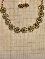 Green stone antique necklace set | GJNS049