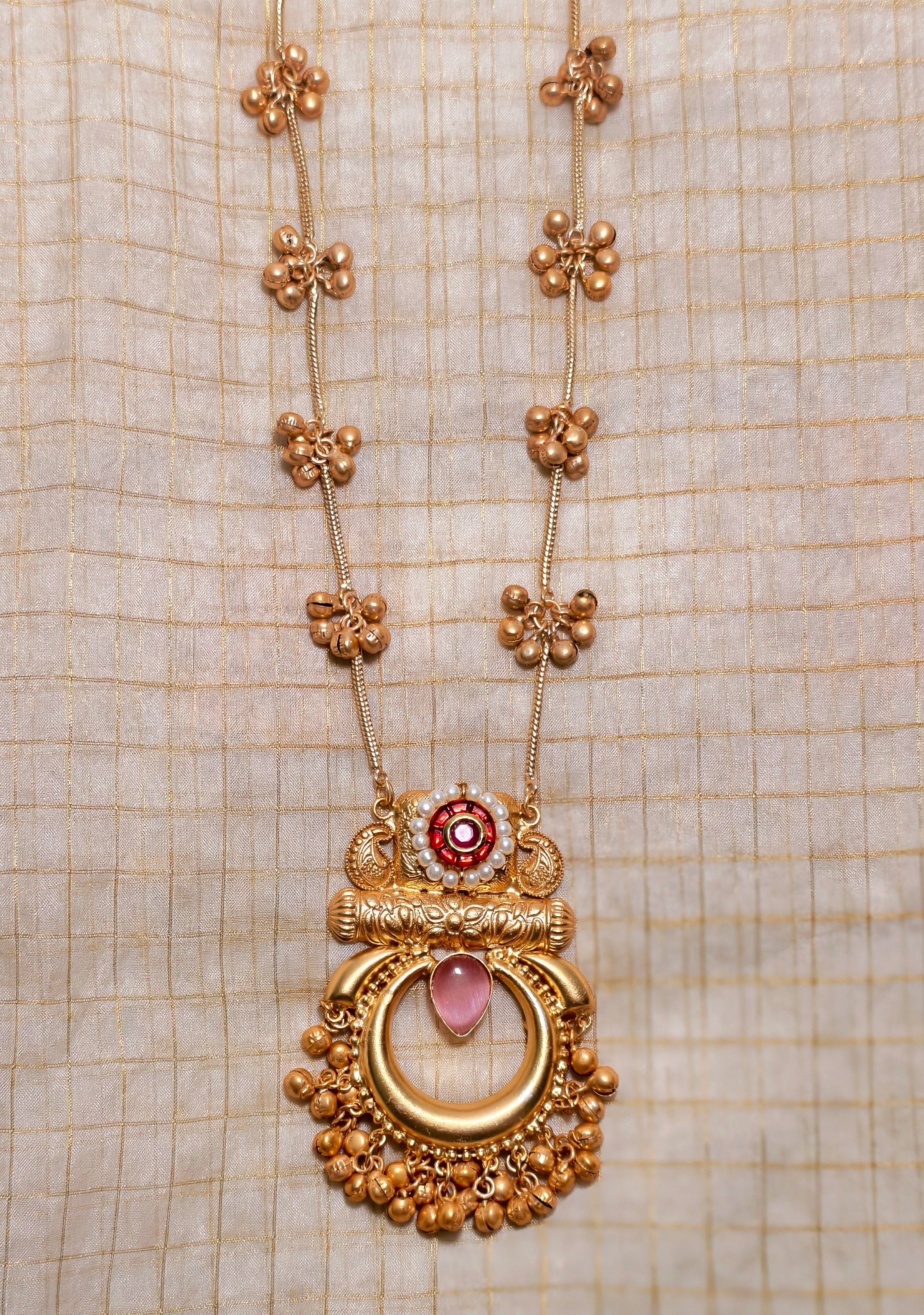 Long necklace with ghunghroo finish| GJNK001