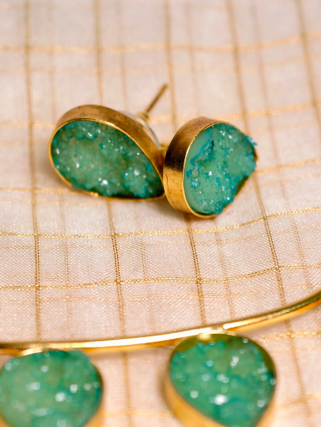 Leaf shape artificial stone necklace set| GJNS035