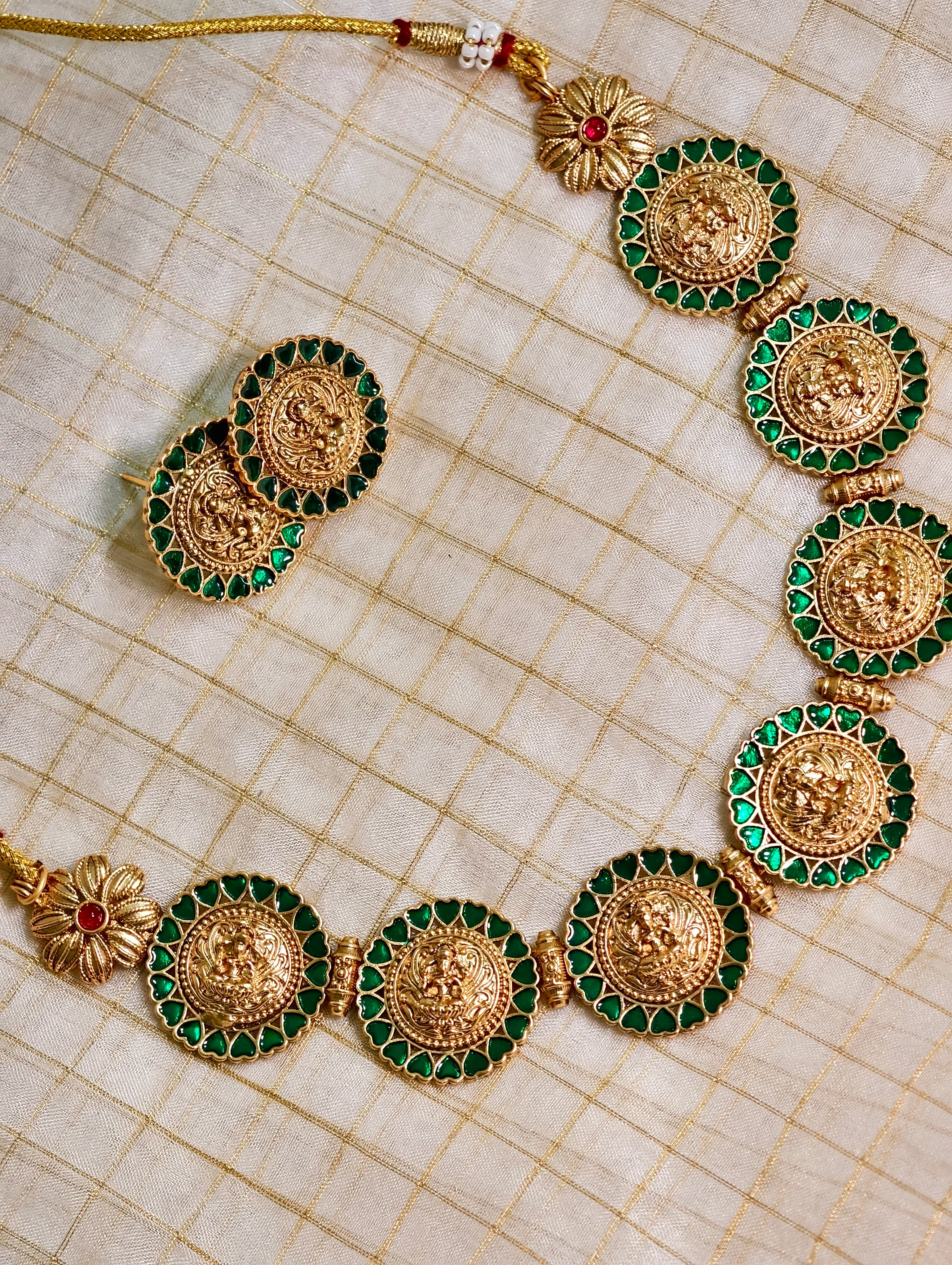 Temple jewellery necklace set | GJNS038