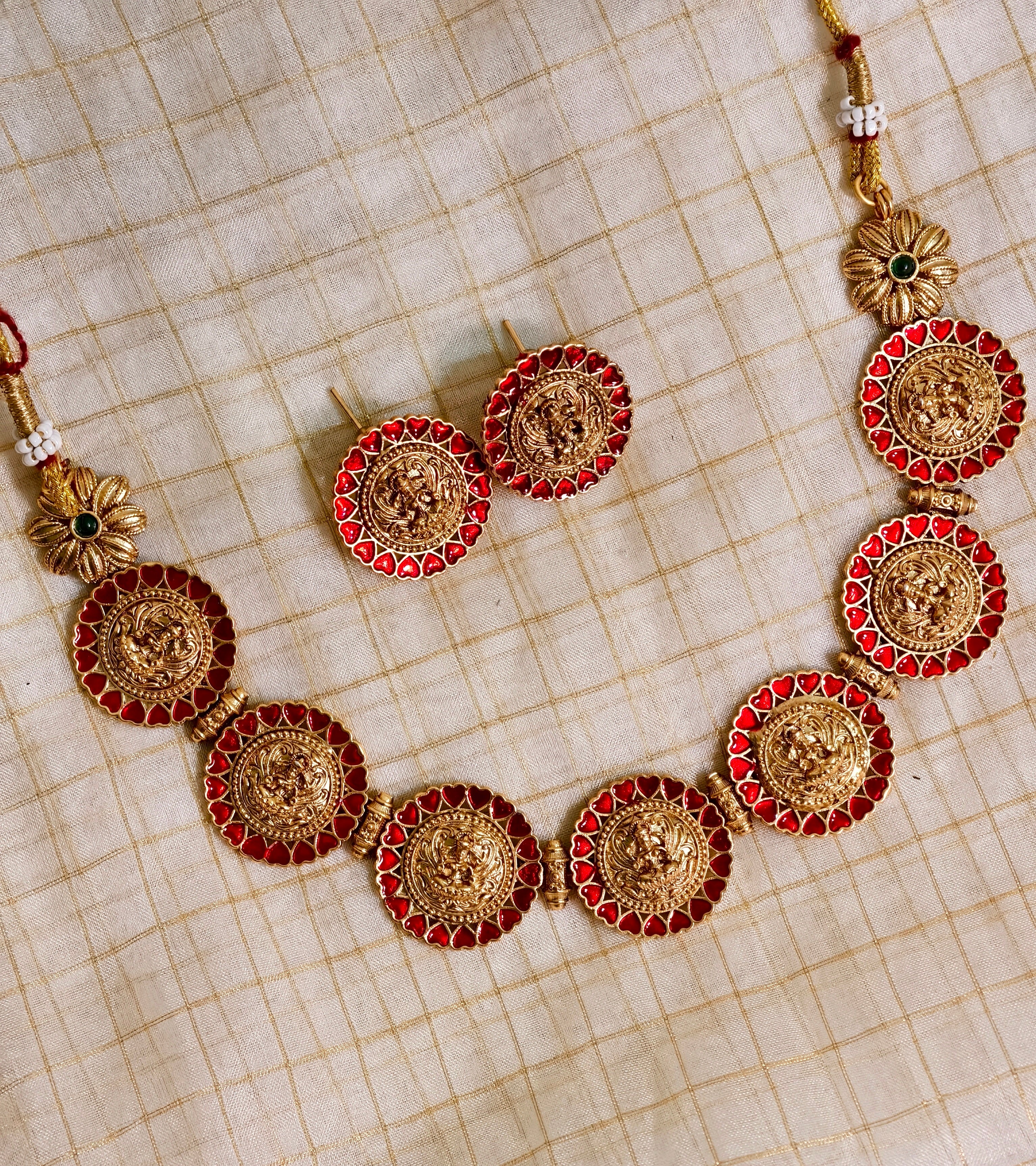 Temple jewellery necklace set | GJNS038