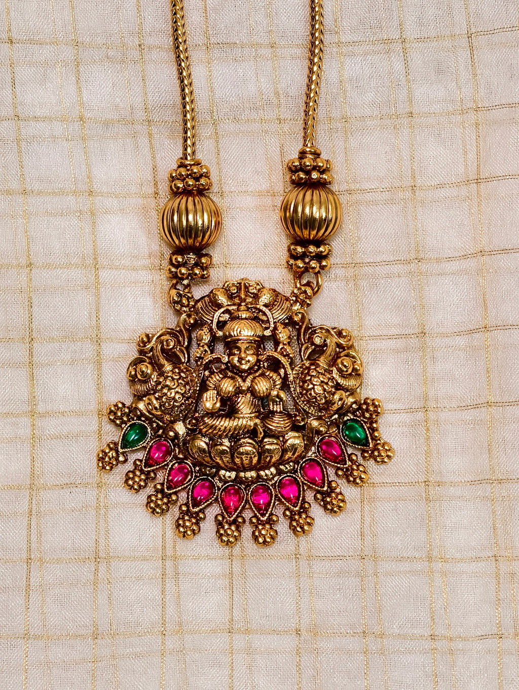 Antique Finish Lakshmi Devi necklace set| GJNS041