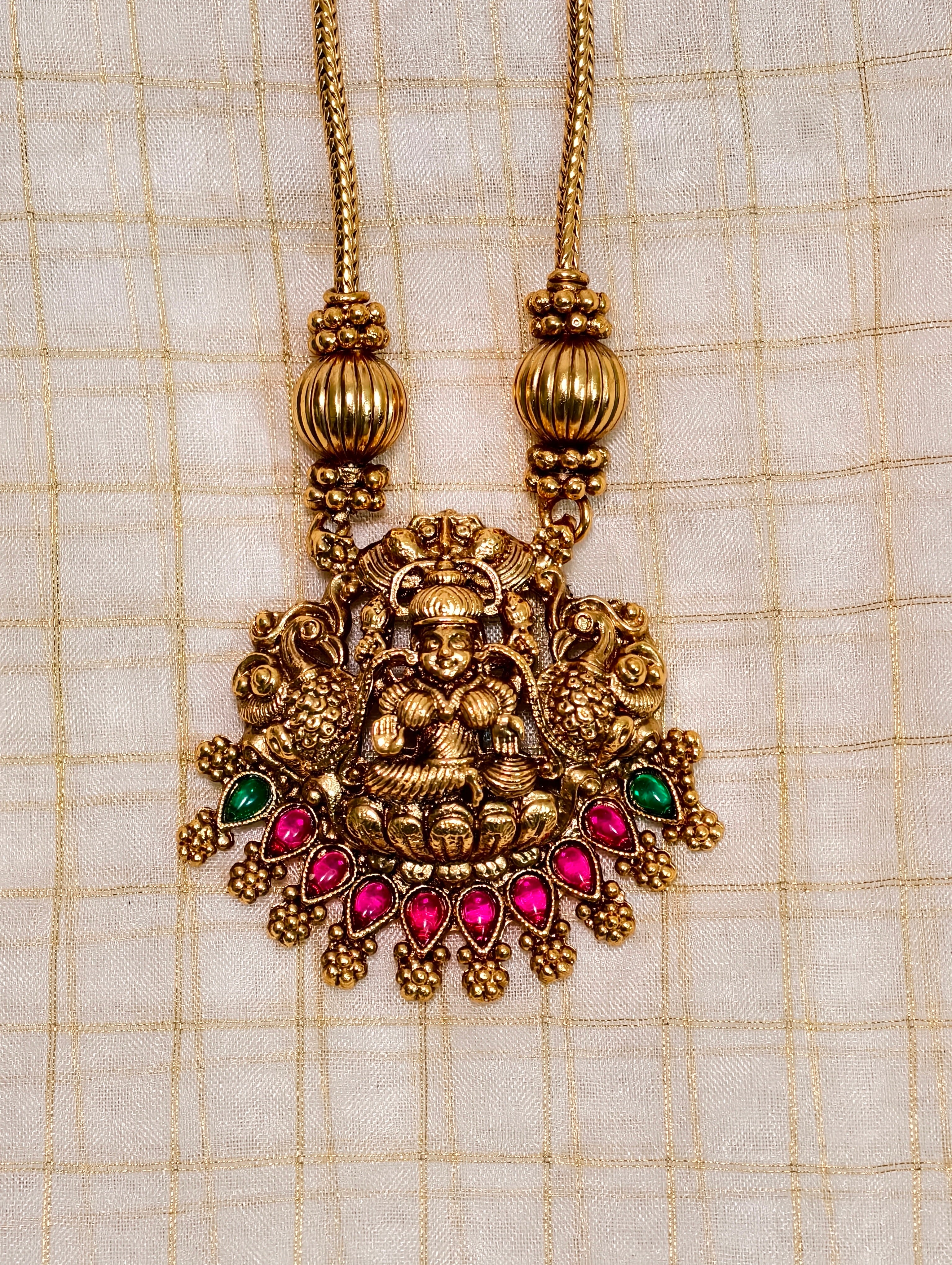 Antique Finish Lakshmi Devi necklace set| GJNS041